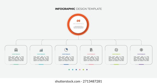 Modern Circle chart infographic template with 6 options for presentations business. Infographic 6 diagram chart template for business 6, options, presentation with diagram elements, infographics