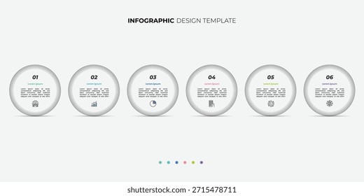 Modern Circle chart infographic template with 6 options for presentations. Infographic 6 diagram chart template for business 6, options, presentation with diagram elements, infographics