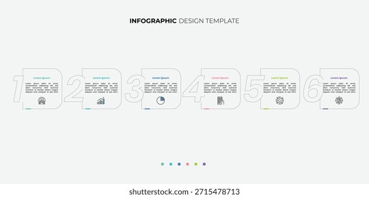Plantilla de infografía de gráfico circular moderno con 6 opciones para presentaciones. Infografía 6 Plantilla de diagrama para negocios 6, opciones, presentación con Elementos de diagrama, infografías