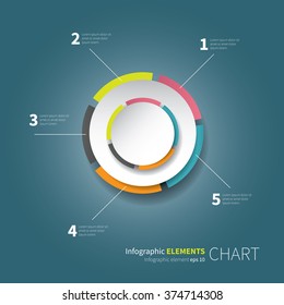 modern circle chart with values and percentage / modern pie chart with 5 option