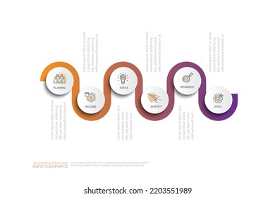 Gráfico circular moderno Plantilla de infografía vectorial para presentación de diagrama, gráfico, concepto de negocio con opciones de 5 ó 6 elementos
