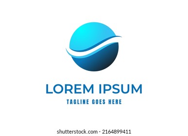 Modern Circle Circular Sphere Ball Wave Logo Design Vector