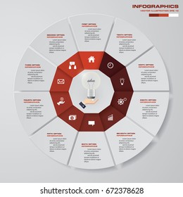 modern circle diagram with 10 steps elements. for your design and sample text. EPS10.