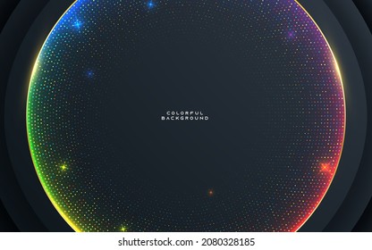 Dimensión de círculo moderna luz de color de fondo negro y semitono