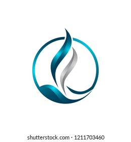 Modern circle fire technology abstract vector logo template