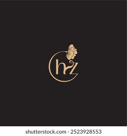 moderno círculo floral monograma boda concepto letra línea inicial logo HZ