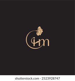 modern circle floral monogram wedding concept letter initial line logo IM