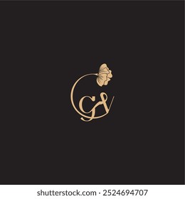 modern circle floral monogram wedding concept letter initial line logo GV