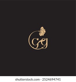 moderno círculo floral monograma boda concepto letra línea inicial logo GG