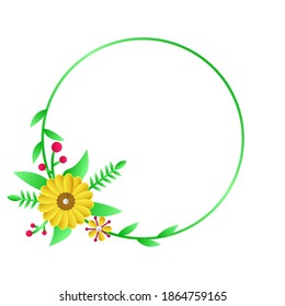 Modern circle frame floral template design isolated on white background