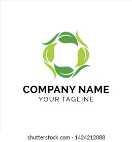 modern circle fresh leaf logo design 