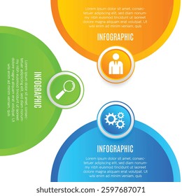 Modern circle infographic 3 step chart list editable template minimalist design