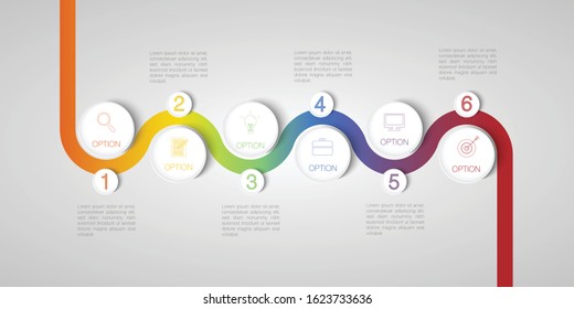 Modern circle infographic concept , Vector illustration with 5 circle and text boxes can be used for timeline, workflow, business or educations   