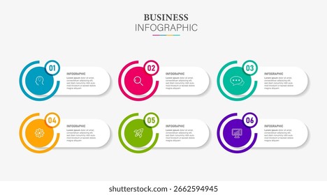 Plantilla de diseño infográfico de círculo moderno 6 opciones