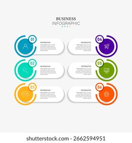Plantilla de diseño infográfico de círculo moderno 6 opciones