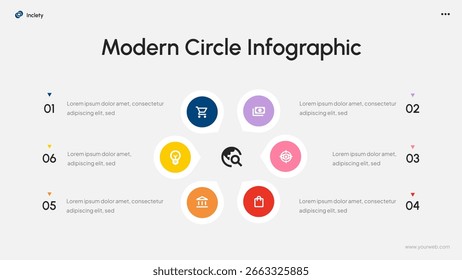 Plantilla de presentación de la infografía del círculo moderno