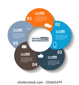 Modern circle infographics for e-business, diagrams, charts, web sites, mobile applications, banners, corporate brochures, book covers, layouts, presentations etc. Vector eps10 illustration