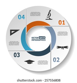 Infografías de círculo modernas para negocios electrónicos, diagramas, gráficos, sitios web, aplicaciones móviles, banners, folletos corporativos, portadas de libros, diseños, presentaciones, etc. Vector eps10 ilustración