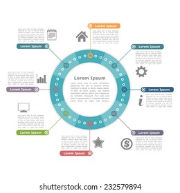 Modern circle infographics with icons and text, round diagram template, vector eps10 illustration