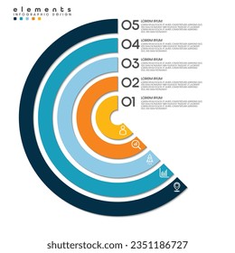 Modern Circle infographics. Template for diagram, graph, presentation and chart. Vector illustration with 5 steps