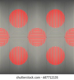 Modern Circle and Line Background. Fabric Geometric Pattern. Gradient Wrapping Paper Ornament