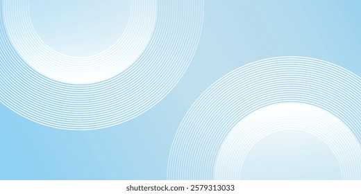 Modern circle lines minimalist banner background, pastel colorful, blue and white gradations abstract modern simple
