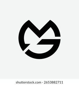 Logotipo moderno del monograma del círculo con las letras de MG o de GM, perfectas para la marca, la identidad, y el uso empresarial.