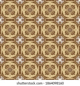 Modern circle motifs on Javanese batik with smooth mocca color design.