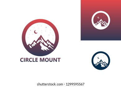 Modern Circle Mountain Logo Template Design Vector, Emblem, Design Concept, Creative Symbol, Icon