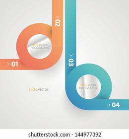 Modern circle origami style options banner in two colors. Vector illustration.