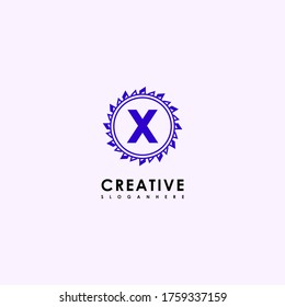 modern circle ornament blue X logotype design concept