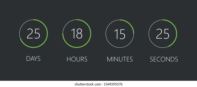 Modern circle progress bar, loading and buffering percentage icon set vector illustration