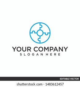 modern circle puzzle piece logo template