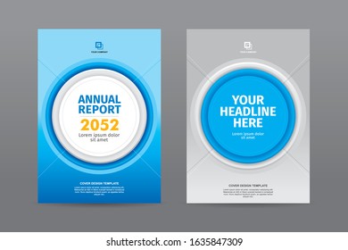 Modern circle shape blue and white color theme book cover template for annual report magazine