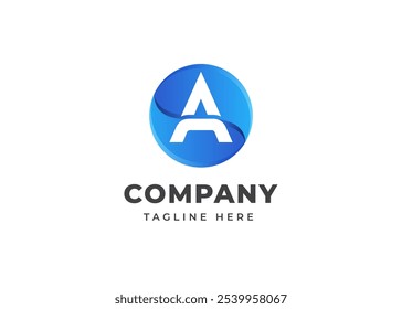 Modern Circle Shape on Letter A Logo Design Concept. Initial Letter A with Circle Shape Logo Design. Hexagon Geometric Symbol for Corporate Business Identity. Alphabet Vector Logo Illustration