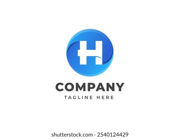 Modern Circle Shape on Letter H Logo Design Concept. Initial Letter H with Circle Shape Logo Design. Circle Shape Symbol for Corporate Business Identity. Alphabet Vector Logo Illustration