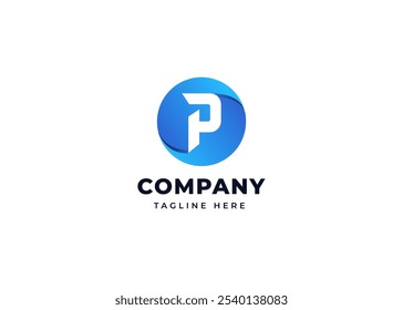 Modern Circle Shape on Letter P Logo Design Concept. Initial Letter P with Circle Shape Logo Design. Circle Shape Symbol for Corporate Business Identity. Alphabet Vector Logo Illustration