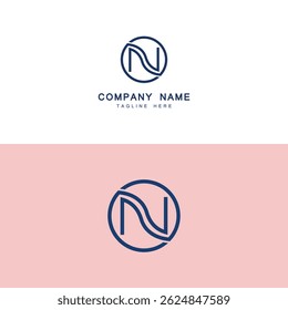 Modern Circle Shape on Letter N Logo Design Concept. Initial Letter N with Circle Shape Logo Design. Circle Abstract Shape Symbol for Corporate Business Identity. Alphabet Vector Logo Illustration