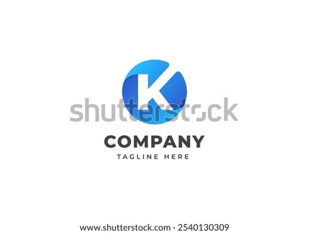 Modern Circle Shape on Letter K Logo Design Concept. Initial Letter K with Circle Shape Logo Design. Circle Shape Symbol for Corporate Business Identity. Alphabet Vector Logo Illustration