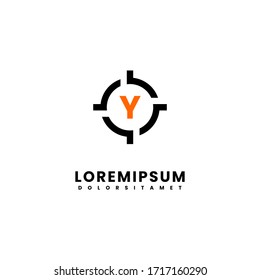 Modern circle shot minimalist Y logo letter creative design concept.