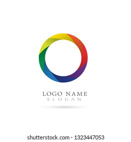 Modern Circle and shutter Logo. Icon and Symbol Vector Template.