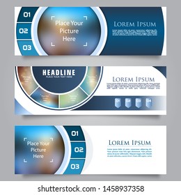Modern Circle Style Banner Template Design. Multimedia Banner Template with Option Button and Blank Space for Pictures