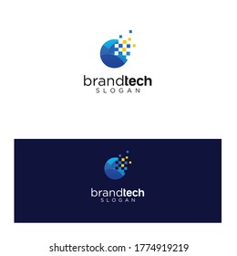 Modern Circle Tech Logo Design Template. Round Tech Digital Technology Logo Design Icon. Initial Letter O tech Logo Design Vector Stock