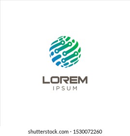 Modern Circle Tech logo simple design Template. Vector creative abstract circle round flow shape modern icon for construction technology.