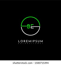 modern circle technology BE logo letter simple line symbol design concept