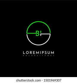 modern circle technology BI logo letter simple line symbol design concept