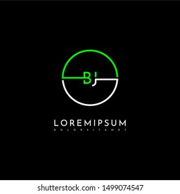 modern circle technology BJ logo letter simple line symbol design concept