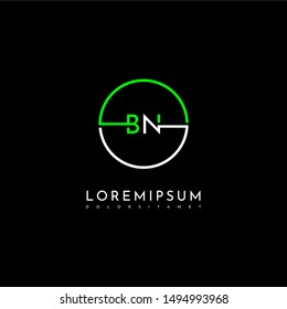 tecnología de círculo moderno logotipo BN letra simple símbolo de diseño