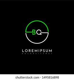 modern circle technology BQ logo letter simple line symbol design concept