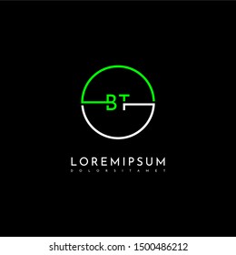 modern circle technology BT logo letter simple line symbol design concept
